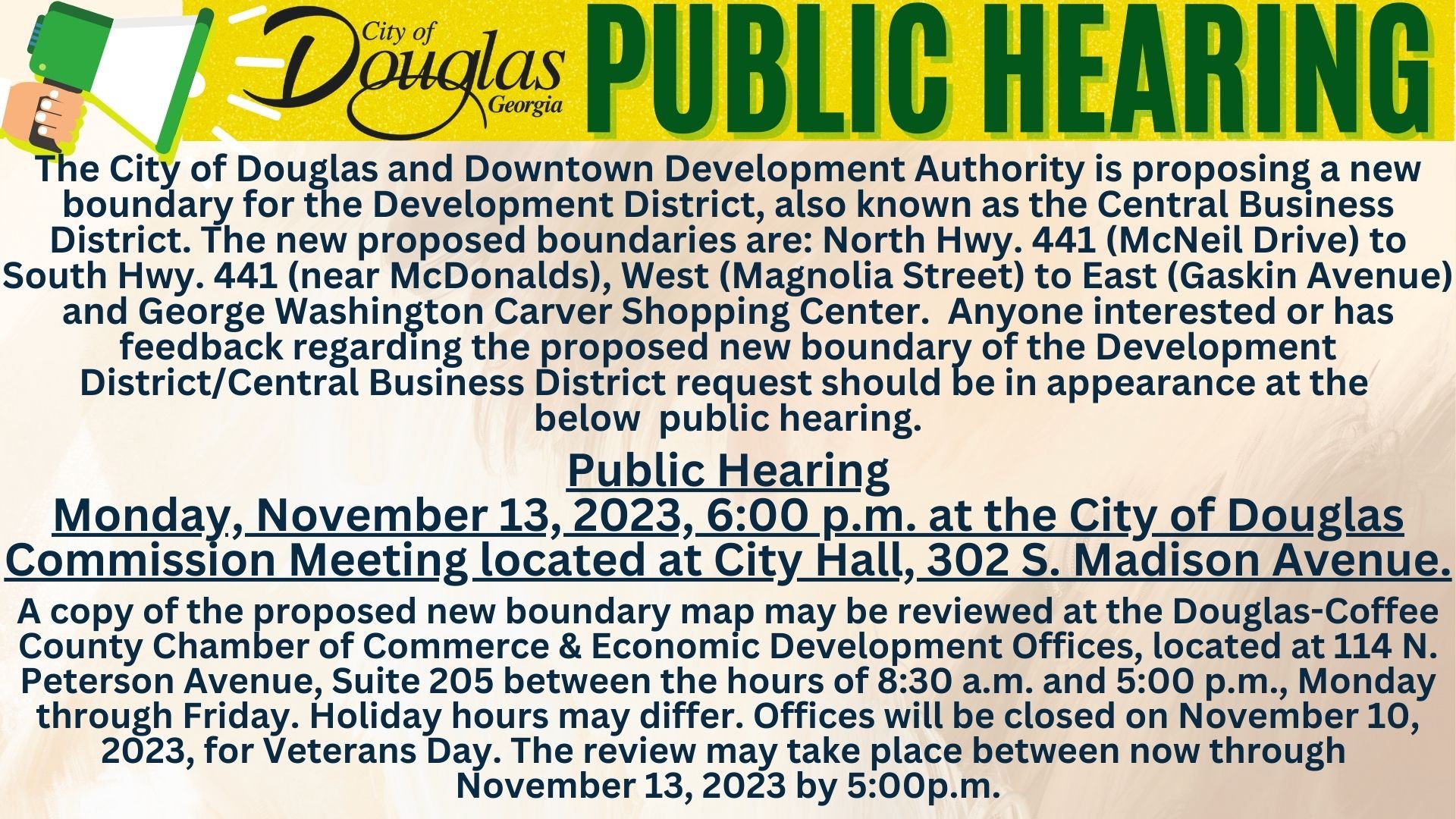 Image of Public Hearing - New Boundary for Development District