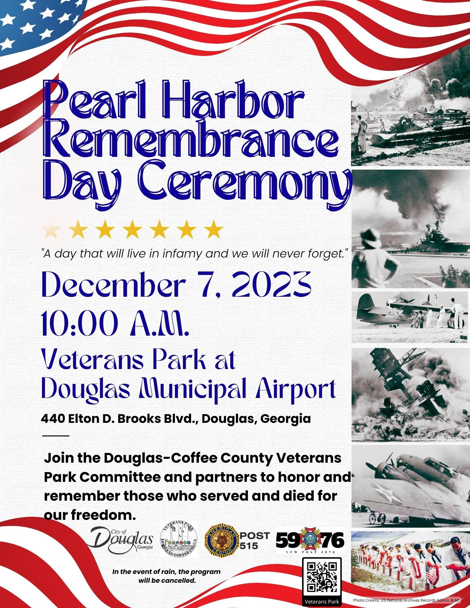Image of a flyer with Pearl Harbor Remembrance Ceremony information