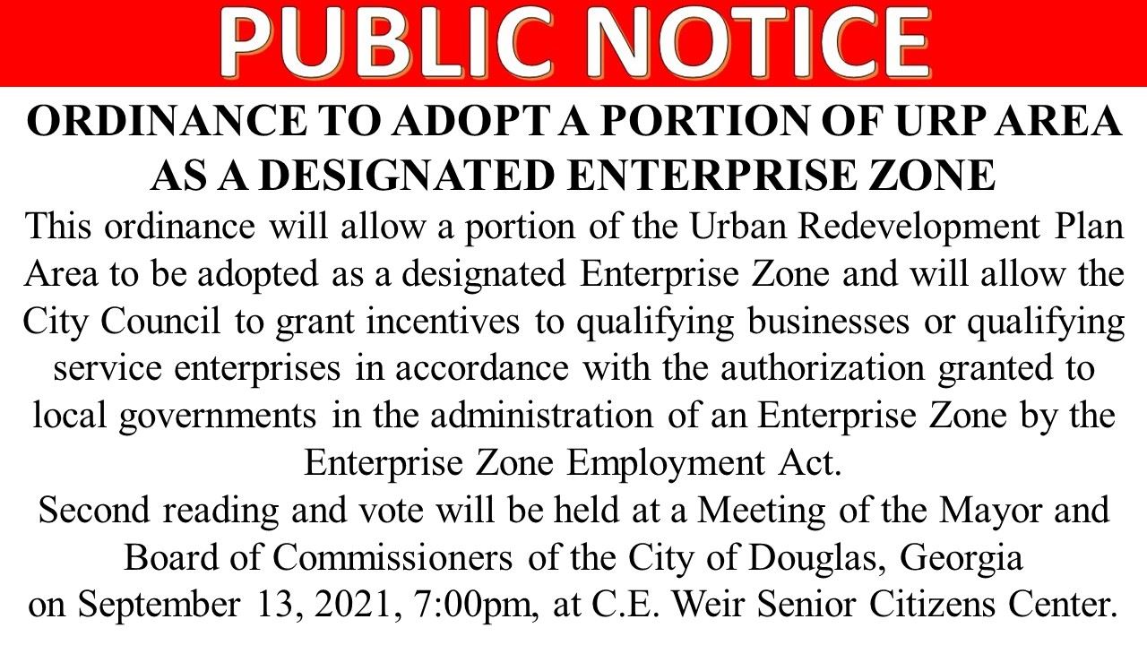 Public Notice - URP Area Enterprise Zone