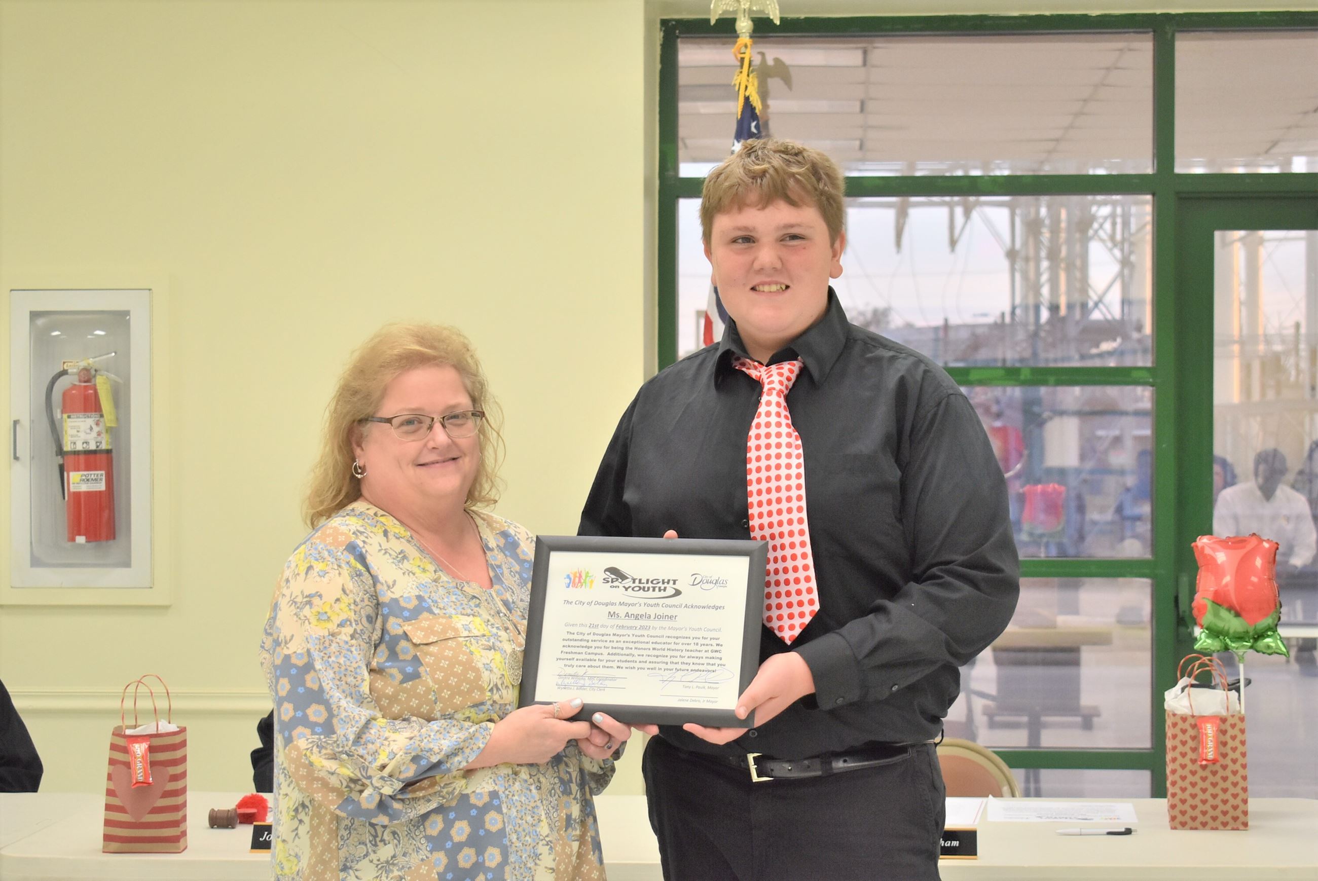 Photo of Brody Grantham and Ms. Angela Joiner