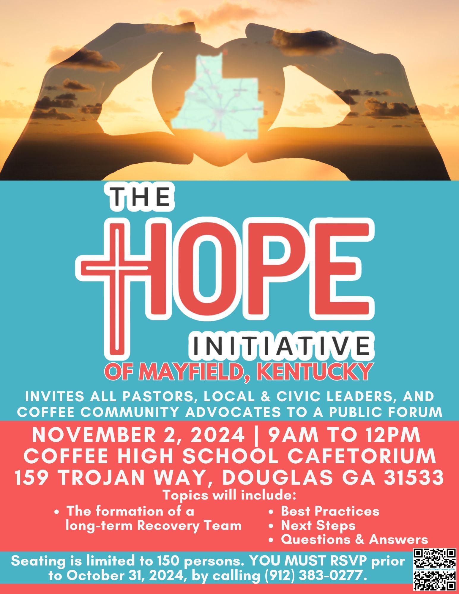 Flyer of Information for Hope Initiative Meeting, Nov. 2, 9am-12pm at the High School