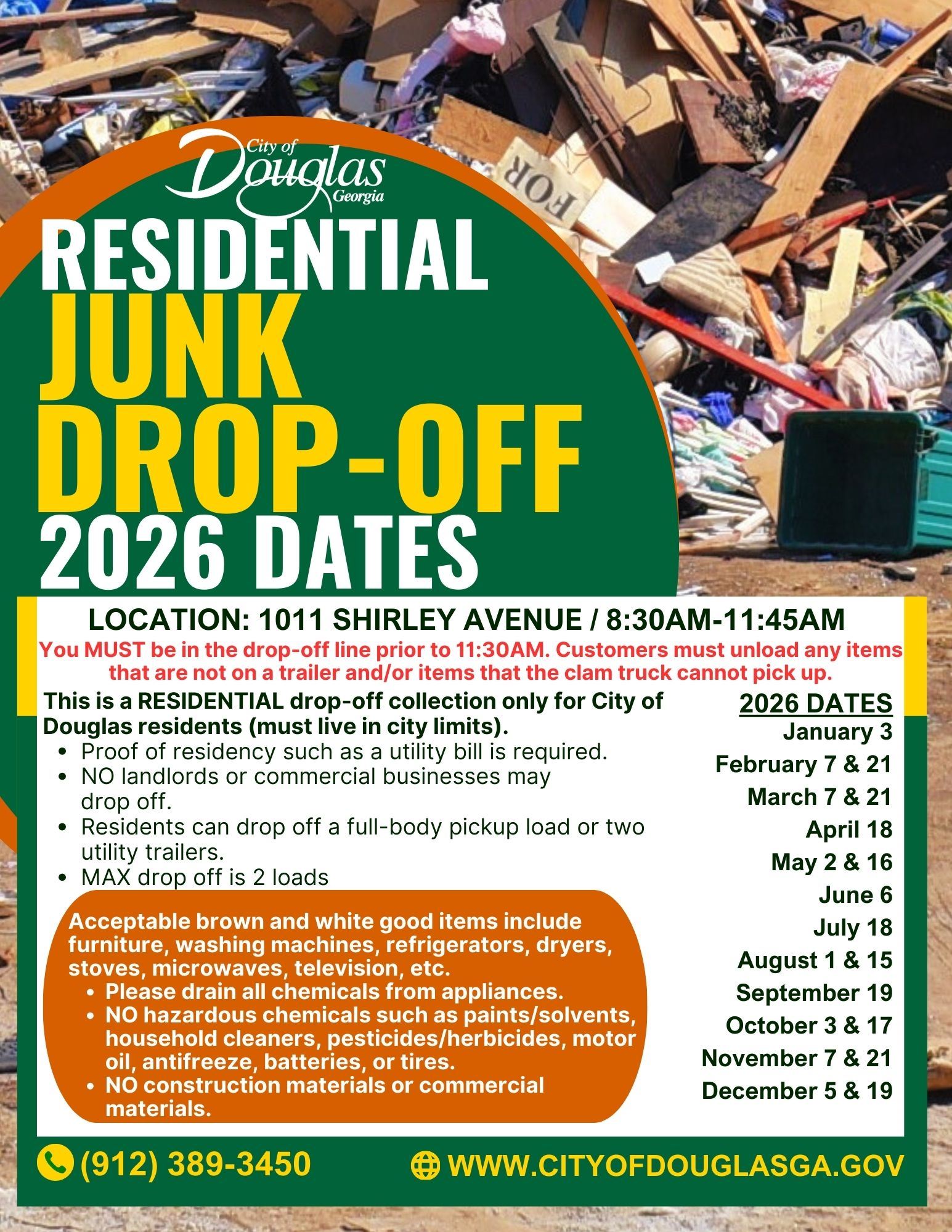 Green and White Modern Junk Removal Service Flyer (1)