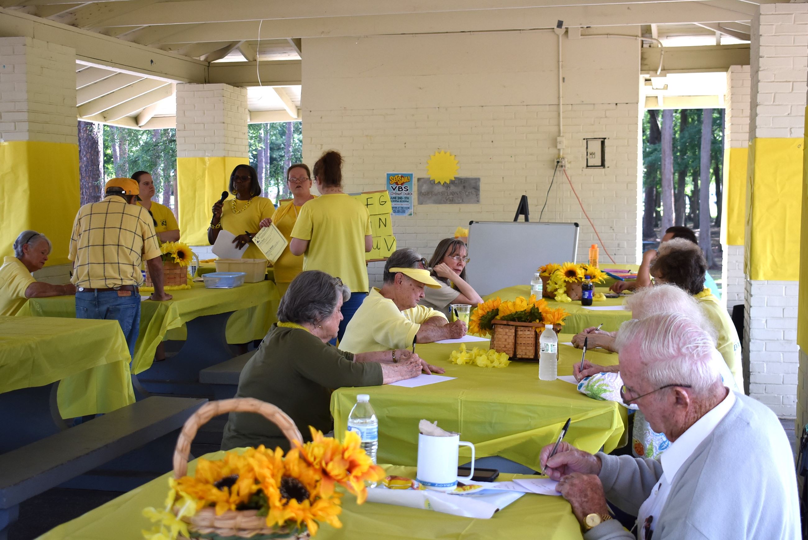 Older adults playing bingo