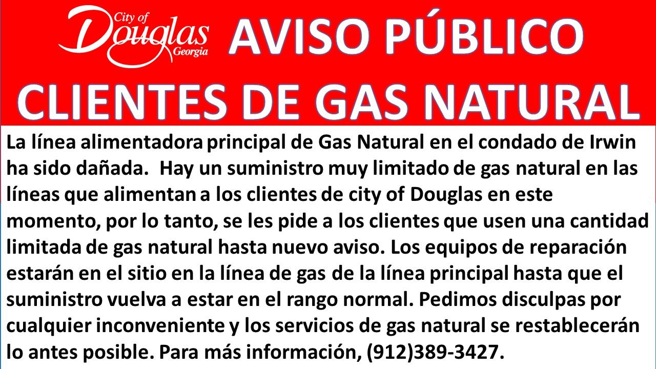 Public Notice - Natural Gas Customers SPANISH